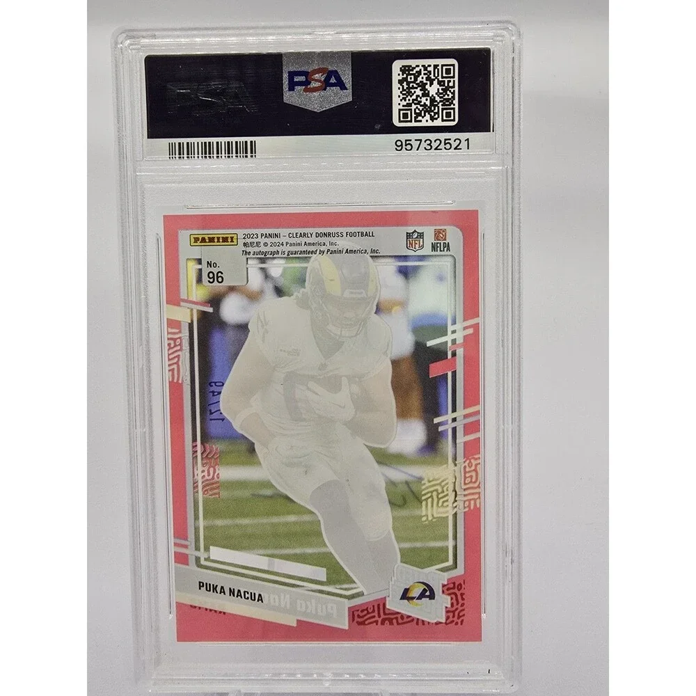 2023 Clearly Donruss Puka Nacua Rated Rookie Red Auto /49 #96 PSA 9 MINT RAMS